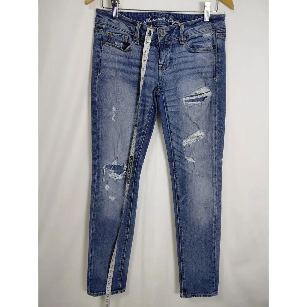 American Eagle Blue Denim Skinny Casual Jeans Women Size 4